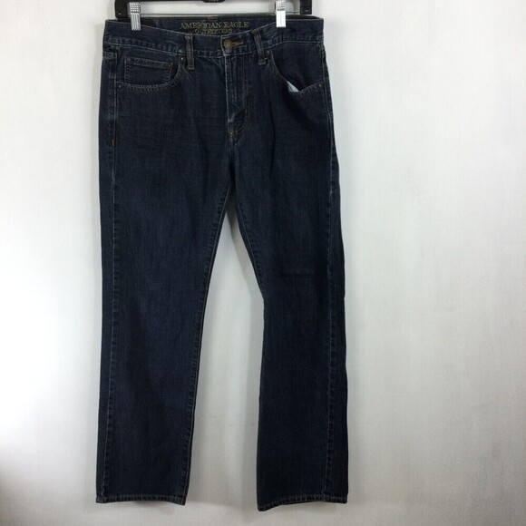 American Eagle Outfitters Men Original Straight Dark Wash Blue Denim Jeans 31/32 - Picture 8 of 9
